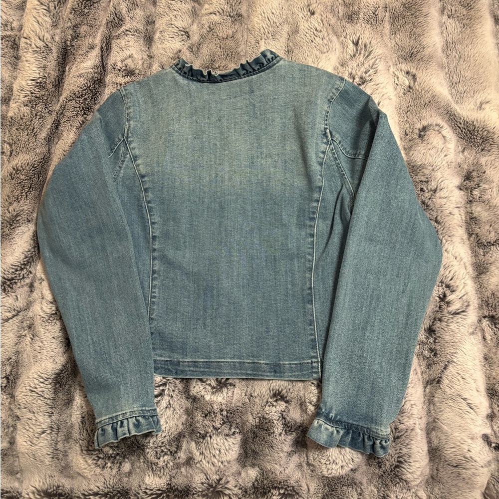 Draper James Light Blue Denim Jacket with Ruffle Detail - Picture 2 of 4